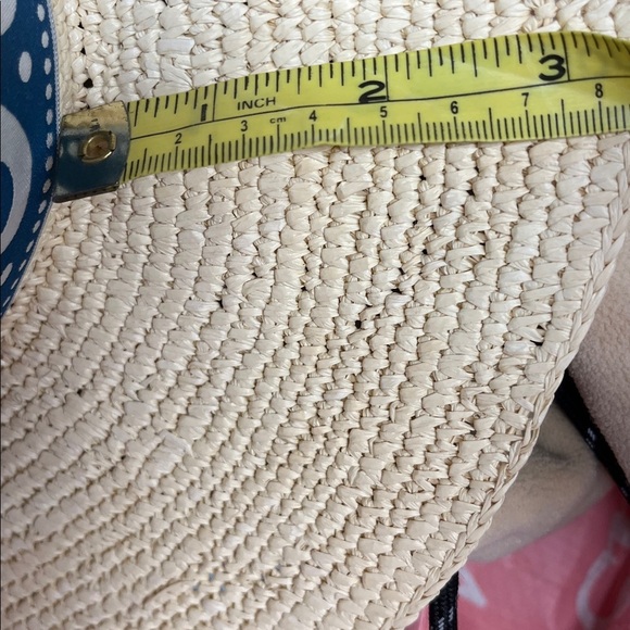 Anthropologie X Elegancia Tropical Stylish Beige Straw Hat with Blue Wave Band main image 6
